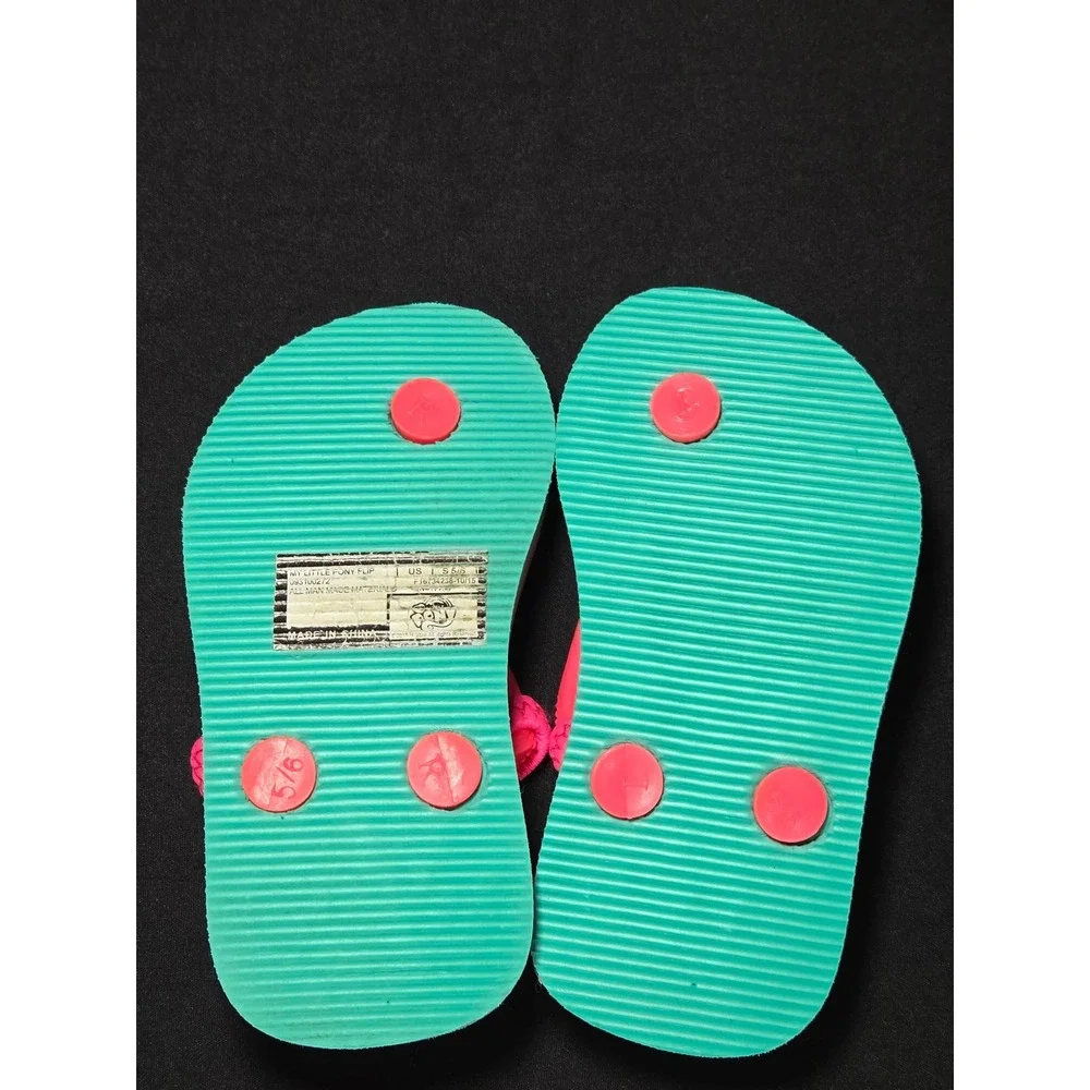 My Little Pony Toddler Girls Flip Flops Teal‎ Pink Rainbow Dash Size 5/6 Sandals